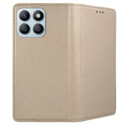 Telefontok Honor X8c - arany mágneses szilikon keretes könyvtok-2