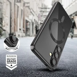 Telefontok Samsung Galaxy A56 5G - Tech-Protect Magflex - MagSafe kompatibilis átlátszó hátlap tok, fekete szilikon kerettel-3