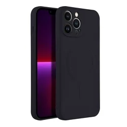 iPhone 13 Pro Max telefontok - MagSafe kompatibilis fekete szilikon tok-1