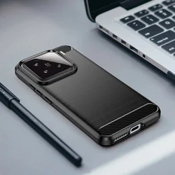 Xiaomi 15 5G telefontok - Carbon Fiber fekete szilikon hátlap tok-2