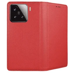 Xiaomi 15 5G telefontok - piros mágneses szilikon keretes könyvtok ﻿-2