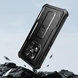 Xiaomi Redmi Note 14 Pro 5G telefontok - Tech- Protect Kevlar Pro - átlátszó előlap + plexi fekete hátlapi 360°-os tok, kitámasztható-1