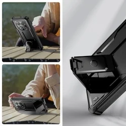 Xiaomi Redmi Note 14 Pro 5G telefontok - Tech- Protect Kevlar Pro - átlátszó előlap + plexi fekete hátlapi 360°-os tok, kitámasztható-3