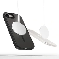 Telefontok Nothing Phone (3a) Pro - Tech-Protect Magmat MagSafe kompatibilis áttetsző műanyag hátlap tok, fekete szilikon kerettel-1