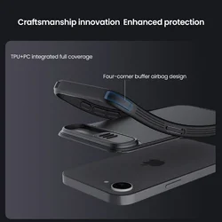 Telefontok iPhone 16e - Nillkin csúsztatható kameravédős fekete hátlap tok, beépített mágnessel-5