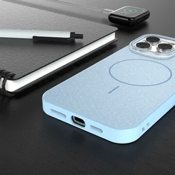 Telefontok iPhone 16 - Glitter kék csillámos magsafe kompatibilis szilikon hátlap tok-3