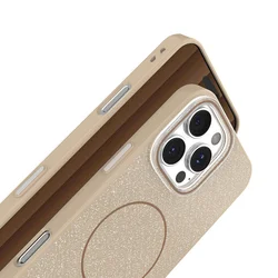 Telefontok iPhone 16 - Glitter barna csillámos magsafe kompatibilis szilikon hátlap tok-2