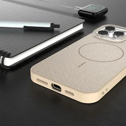 Telefontok iPhone 16 - Glitter barna csillámos magsafe kompatibilis szilikon hátlap tok-3