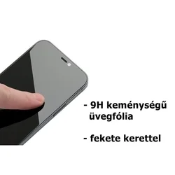 Üvegfólia iPhone 15 Pro - 5D Mr. Monkey betekintésvédő üvegfólia fekete kerettel-1