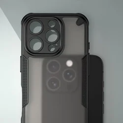 iPhone 16 Pro Max telefontok - Defender Matt - fekete/áttetsző ütésálló hátlap tok-2
