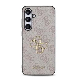 Telefontok Samsung Galaxy S24 FE - Guess PU 4G Metal Logo Hátlaptok - Pink-1