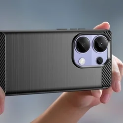 Telefontok Xiaomi Redmi Note 14S - Carbon Fiber fekete szilikon hátlap tok-4