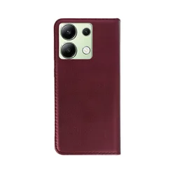 Telefontok Xiaomi Redmi Note 14S - Smart Magnetic burgundy szilikon keretes mágneses könyvtok-1