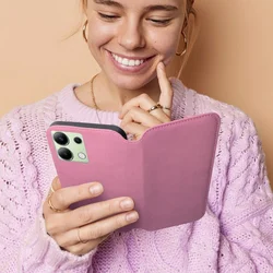 Telefontok Xiaomi Redmi Note 14S - Dual Pocket - pink mágneses átlátszó szilikon keretes könyvtok-2