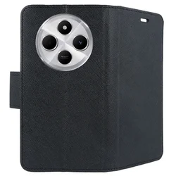 Telefontok Xiaomi POCO C75 - Fancy fekete mágneses szilikon keretes könyvtok-1