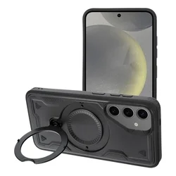 Telefontok Samsung Galaxy A26 5G - FROST ARMOR fekete szilikon tok, kitámasztó ujjgyűrűvel-4