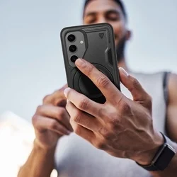 Telefontok Samsung Galaxy A26 5G - FROST ARMOR fekete szilikon tok, kitámasztó ujjgyűrűvel-6