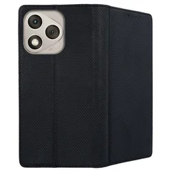 Honor 400 Lite 5G telefontok - fekete mágneses szilikon keretes könyvtok-2