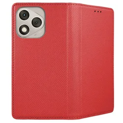 Honor 400 Lite 5G telefontok - piros mágneses szilikon keretes könyvtok-2