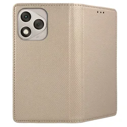 Honor 400 Lite 5G telefontok - arany mágneses szilikon keretes könyvtok-2