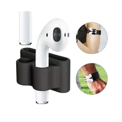 Okosóra szíjra rögzíthető headset tartó, fekete szilikon (1db)-5