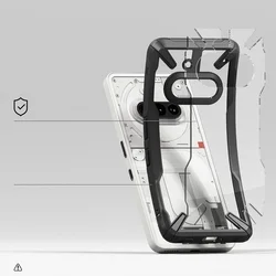 Telefontok Nothing Phone (3a) - Ringke Fusion X átlátszó/fekete hibrid hátlap tok-1