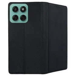 Motorola Edge 60 Fusion 5G telefontok - fekete mágneses szilikon keretes könyvtok-2