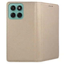 Motorola Edge 60 Fusion 5G telefontok - arany mágneses szilikon keretes könyvtok-2