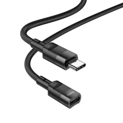 Hoco U107 - Type-C / Type-C (USB-C) hosszabító kábel, fekete, 1,2m-1