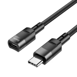Hoco U107 - Type-C / Type-C (USB-C) hosszabító kábel, fekete, 1,2m-2