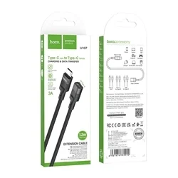 Hoco U107 - Type-C / Type-C (USB-C) hosszabító kábel, fekete, 1,2m-7