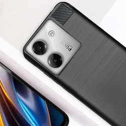 Xiaomi Poco M7 Pro 5G telefontok - Carbon Fiber fekete szilikon hátlap tok-2
