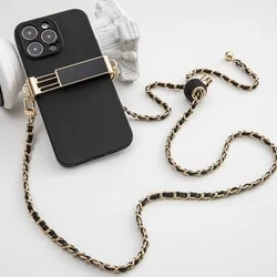 Telefontok: Univerzális - nyakba akasztó telefontartó fekete/arany lánccal-2