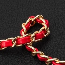 Telefontok: Univerzális - nyakba akasztó telefontartó piros/arany lánccal-9