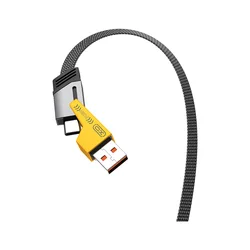 XO NB283 kábel - 4in1 kábel - (USB - Lightning / Type-C / MicroUSB) fekete szövetkábel, 60W, 1m-2