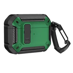 Airpods 4 tok: zöld ütésálló AirPods 4 tok karabinerrel-1