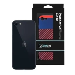 OBAL:ME Flossy Stripes telefontok - iPhone SE 2020 - műanyag hátlap tok, kék/piros-2
