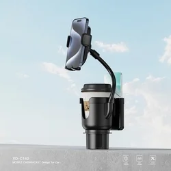 XO C140 - univerzális pohártartóba rögzíthető autós tartó, fekete-3