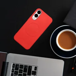 Samsung Galaxy S25 Edge telefontok - MagSafe kompatibilis piros szilikon hátlap tok-3