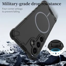 Samsung Galaxy A55 5G telefontok - Armor - Magsafe kompatibilis fekete ütésálló hátlap tok-2