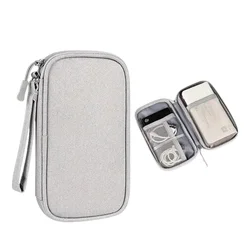 Univerzális két rekeszes táska digitális kiegészítőkhöz, cipzáras - szürke-1