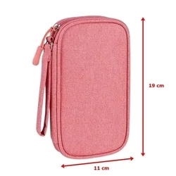 Univerzális két rekeszes táska digitális kiegészítőkhöz, cipzáras - pink-1