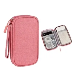 Univerzális két rekeszes táska digitális kiegészítőkhöz, cipzáras - pink-2