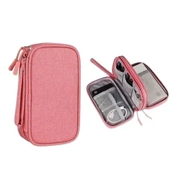 Univerzális két rekeszes táska digitális kiegészítőkhöz, cipzáras - pink-3