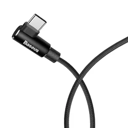 Kábel: Baseus - Type-C (USB-C) fekete szövet adatkábel 2m (90 fokos csatlakozó véggel)-1