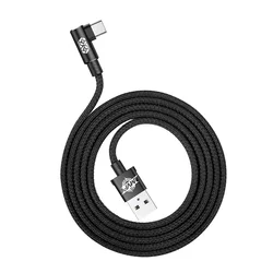 Kábel: Baseus - Type-C (USB-C) fekete szövet adatkábel 2m (90 fokos csatlakozó véggel)-2