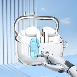 Samsung Galaxy Buds 3 / Buds 3 Pro tartó - Tech- Protect Flexair átlátszó tok, karabinerrel-3