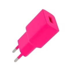 Setty töltő - USB-s, hotpink hálózati töltő fej, 2,4 A ﻿-1