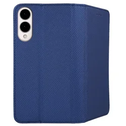 Samsung Galaxy S25 Edge telefontok - kék mágneses szilikon keretes könyvtok-1