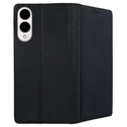 Samsung Galaxy S25 Edge telefontok - fekete mágneses szilikon keretes könyvtok-1